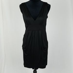 Tibi S black 100% silk sleeveless V-Neck drass
